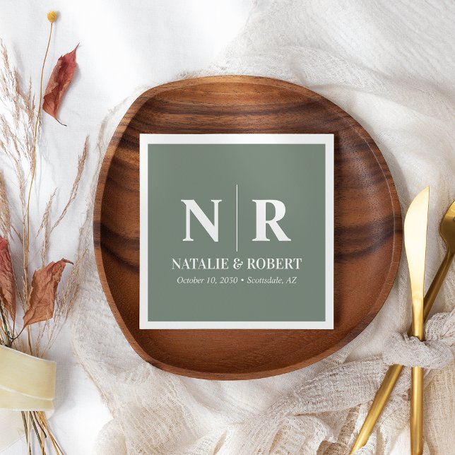 Guardanapo De Papel Monograma De Casamento, Noite E Iniciais Legais (Criador carregado)