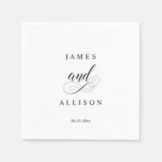 Guardanapo De Papel Monograma de Casamento Personalizado de Script Ele