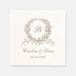 Guardanapo De Papel Monograma de Casamento vintage de Wreath Elegante 