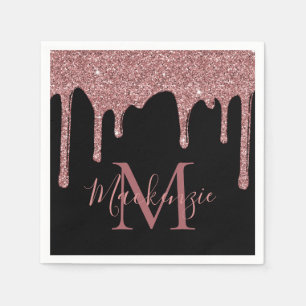 Guardanapo De Papel Monograma de Drives Luminosos Dourados com Rosa pr