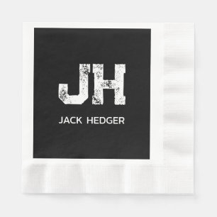 GUARDANAPO DE PAPEL MONOGRAMA DE DUAS LETRAS BRANCO MINIMALISTA NOME P