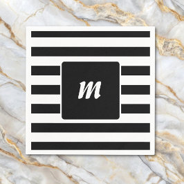 Guardanapo De Papel Monograma de faixa branca e preta