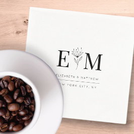 Guardanapo De Papel Monograma de Folhagem Chic Moderna de Casamento El