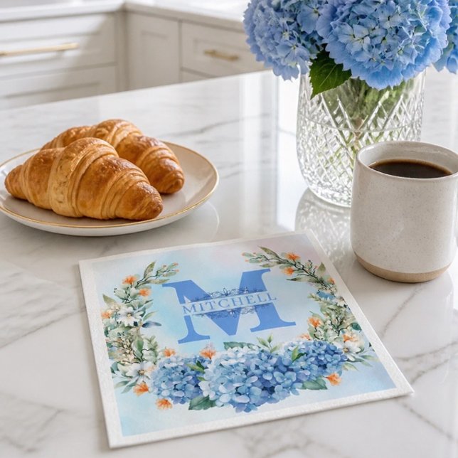 Guardanapo de papel monograma de Hortênsia Azul (Criador carregado)