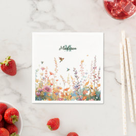 Guardanapo De Papel Monograma de Nome Personalizado com Flores Silvest