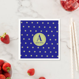 Guardanapo De Papel Monograma de Padrão de Estrela Dourada e Azul Eleg