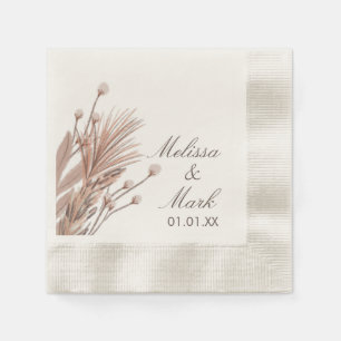 Guardanapo De Papel Monograma de Plantas de Algodão Pampas Desenhadas