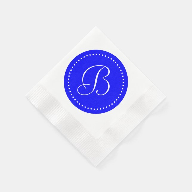 Guardanapo De Papel Monograma de Ponto Azul/Branco (Canto)