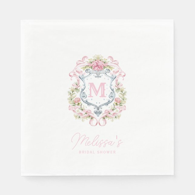 Guardanapo De Papel Monograma de repouso floral do neuro | Bridal (Frente)