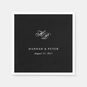 Guardanapo De Papel Monograma de Script Elegante Inicializa Casamento 