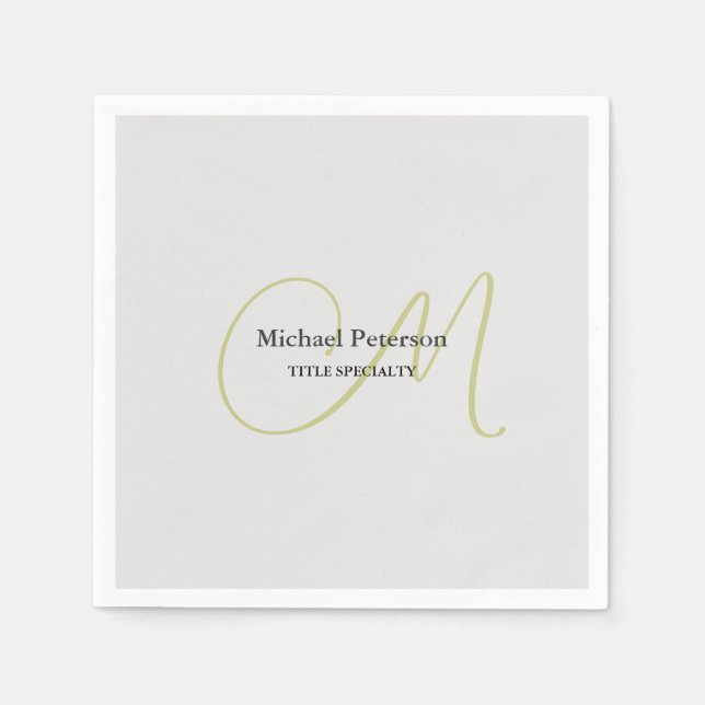 Guardanapo De Papel Monograma de Script Sofisticado Moderno Inicial (Frente)