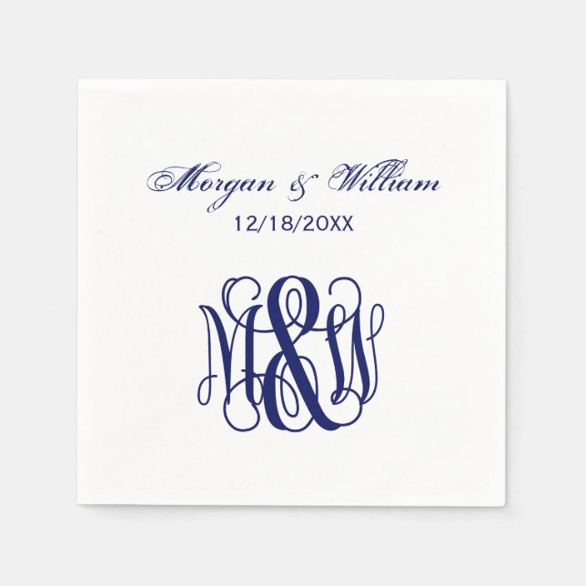 Guardanapo De Papel Monograma de Vinha Naval em Script B&G DIY BG (Frente)