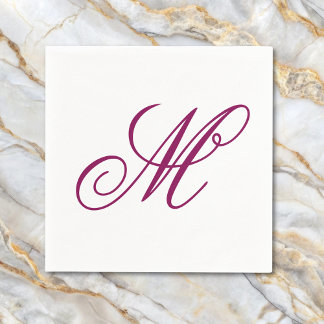 Guardanapo De Papel Monograma de Vinho Elegante Inicial