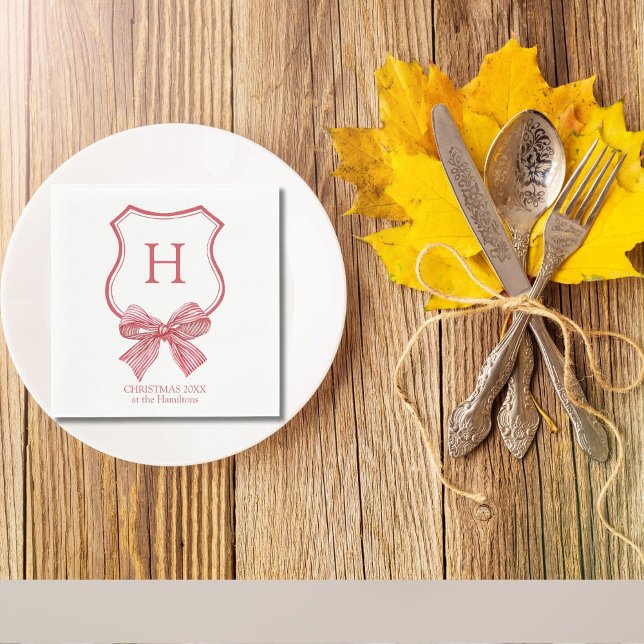 Guardanapo De Papel Monograma do Arco de Coquette Feliz de Natal (Criador carregado)