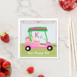 Guardanapo De Papel Monograma do Golfe Rosa de Aposentação de Aniversá