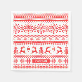 Guardanapo De Papel Monograma do padrão de isle vermelho de suor de Na