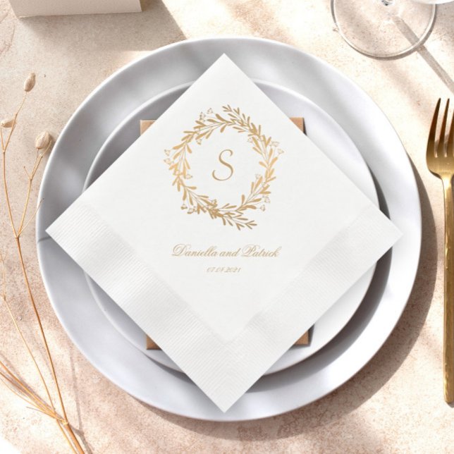 Guardanapo De Papel Monograma Dourado Floral Napkins (Criador carregado)