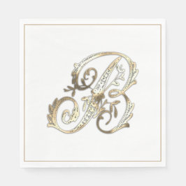 Guardanapo De Papel Monograma Dourado Ornate Antigo B
