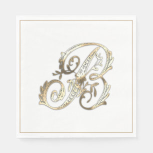 Guardanapo De Papel Monograma Dourado Ornate Antigo B