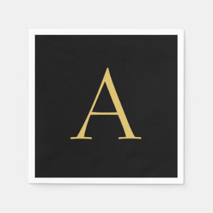Guardanapo De Papel Monograma Dourado Preto