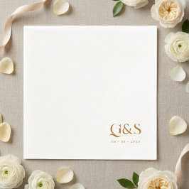 Guardanapo De Papel Monograma e Data de Casamento em Letra Elegante