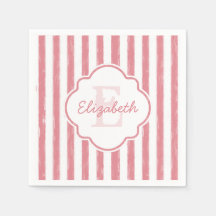 Monograma e Nome bonito Pintado de Stripes Rosa Pi