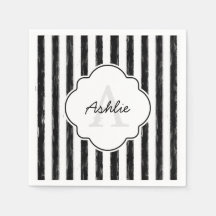 Monograma e Nome de Stripes Pintadas a Preto Casua