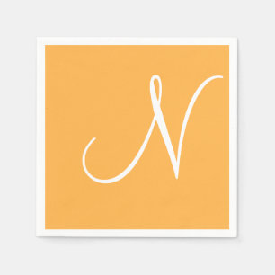 Guardanapo De Papel Monograma Elegante Branco Grande Laranja Pastel