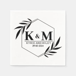 Guardanapo De Papel monograma elegante casamento preto e branco