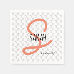 Guardanapo De Papel Monograma Elegante de Coral Moderno Personalizado