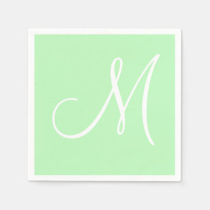 Guardanapo De Papel Monograma Elegante Grande Branco Pastel Menta