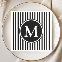 Monograma Elegante Listras Pretas e Brancas