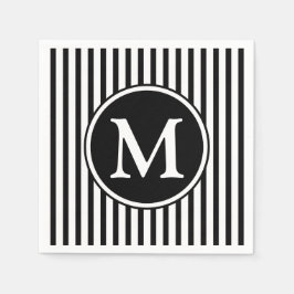Guardanapo De Papel Monograma Elegante Listras Pretas e Brancas