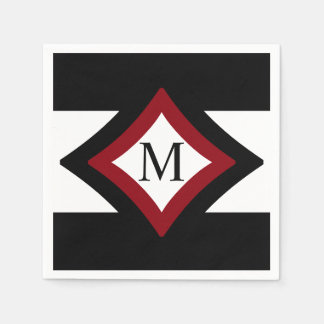 Guardanapo De Papel Monograma em forma de Na moda preto, vermelho e br