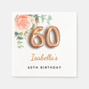 Guardanapo De Papel monograma floral de rosa de ouro eucalipto, de 60 