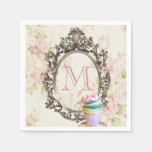 Guardanapo De Papel monograma floral feminino elegante moderno do