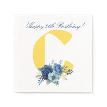 Monograma Floral Marinho para 20º Aniversário