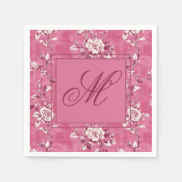 Guardanapo De Papel Monograma Floral Rosa Antigo