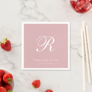 Guardanapo De Papel Monograma Formal Rosa Poeirento Elegante Casamento