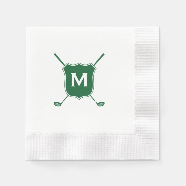 Guardanapo De Papel Monograma Golf Club Crest em Green Napkins (Frente)