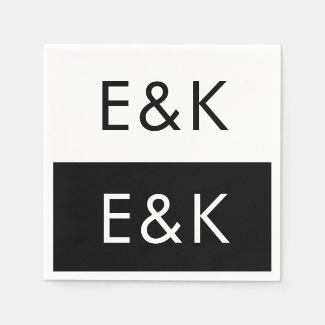 Guardanapo De Papel Monograma Grande Ultra Moderno Simples (Frente)