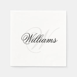 Guardanapo De Papel Monograma Inicial Personalizado Preto e Branco Nom