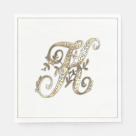Guardanapo De Papel Monograma K Dourado Ornato Vintage