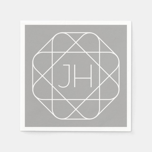 Guardanapo De Papel Monograma legal, Estilo de Dica | Cinzas e brancas (Frente)