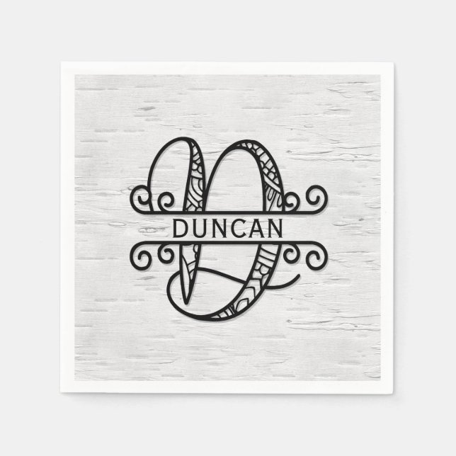 Guardanapo De Papel Monograma - Letra D com Nome da Família (Frente)