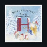 Guardanapo De Papel Monograma - Letra H Winter Trees Christmas Snowman<br><div class="desc">Monograma - Letra H Winter Trees Christmas Snowman - Feliz Natal! Do nome personalizado da sua família e da letra monográfica R. Um dia de inverno nevado é o cenário para este bonitinho bonitinho bonitão e seus amigos as criaturas da floresta. A floresta é cheio de árvores cobertas de neve...</div>