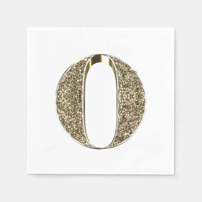 Guardanapo De Papel Monograma - Letra Inicial O Espargos Dourados Eleg (Frente)