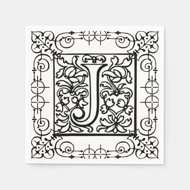 Guardanapo De Papel Monograma - letra J (Frente)
