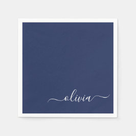 Guardanapo De Papel Monograma marinho Azul e Branco Moderno