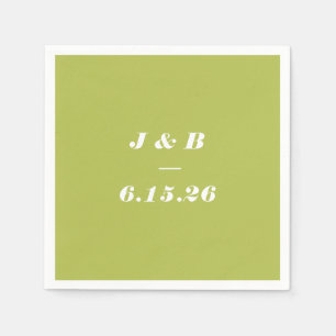 Guardanapo De Papel Monograma Minimalista Limão Chartreuse Casamento P